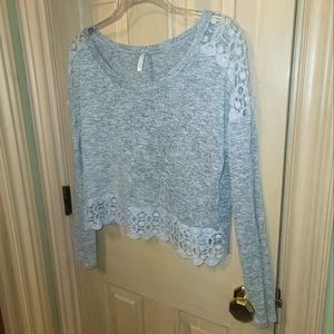 Misses sz M Gray cropped top You Are Not Alone Lace Y2K